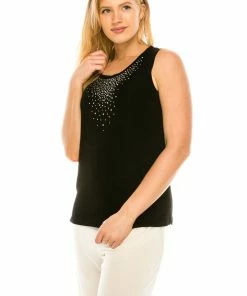 Tops Jostar Women's Non Iron Vented Tank Top Rhinestones-210AY-TRS1-R-R077