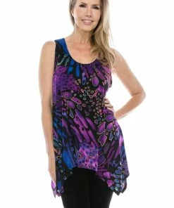 Jostar Tops HIT Shark Bite Hem Tank-257HT-TRP1-W207