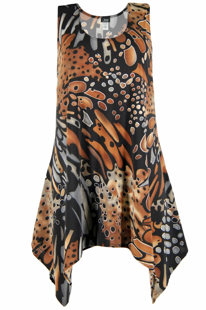 Sleeveless Jostar Women's HIT Side Drop Tank Tunic Plus Print, 230HT-TXP-W207