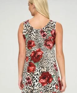 Tops Jostar Women's Stretchy Vented Tunic Tank Top Sleeveless Print-241BN-TRP1-W307