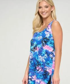 Jostar Women's Stretchy Vented Tunic Tank Top Plus Print, 241BN-TXP-W305