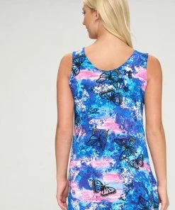 Jostar Women's Stretchy Vented Tunic Tank Top Plus Print, 241BN-TXP-W305