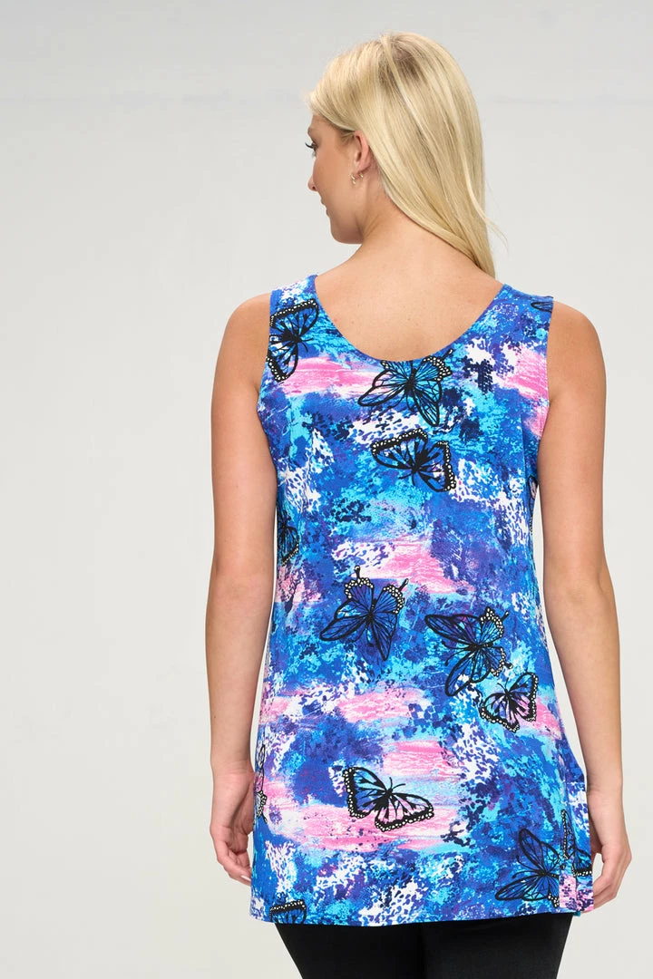 Jostar Women's Stretchy Vented Tunic Tank Top Plus Print, 241BN-TXP-W305