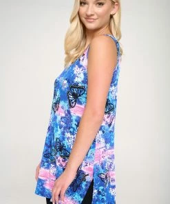 Jostar Women's Stretchy Vented Tunic Tank Top Plus Print, 241BN-TXP-W305
