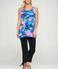 Jostar Women's Stretchy Vented Tunic Tank Top Plus Print, 241BN-TXP-W305