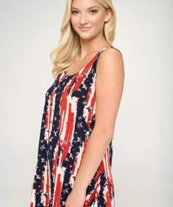 Jostar American Print Vented Tunic Tank Top Sleeveless -241BN-TRP1-W306 Tops