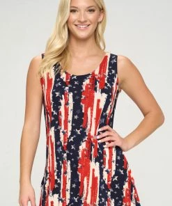 Jostar American Print Vented Tunic Tank Top Sleeveless -241BN-TRP1-W306 Tops