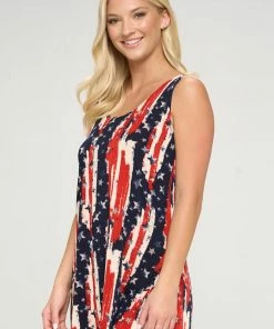 Jostar Plus Size American Print Vented Tunic Tank Top Plus- 241BN-TXP-W306
