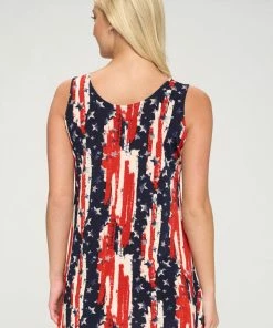 Jostar American Print Vented Tunic Tank Top Sleeveless -241BN-TRP1-W306 Tops