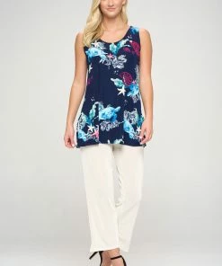 Jostar Women's Stretchy Vented Tunic Tank Top Sleeveless Print-241BN-TRP1-W310