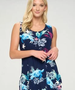 Jostar Women's Stretchy Vented Tunic Tank Top Sleeveless Print-241BN-TRP1-W310