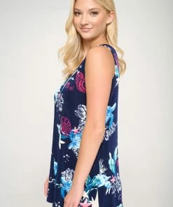 Plus Size Jostar Women's Stretchy Vented Tunic Tank Top Plus Print, 241BN-TXP-W310