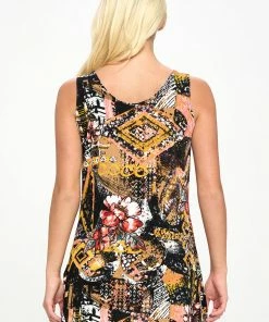 Jostar Women's Stretchy Vented Tunic Tank Top Sleeveless Print, 241BN-TP-W316