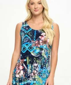 Jostar Women's Stretchy Vented Tunic Tank Top Sleeveless Print, 241BN-TP-W316
