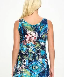 Jostar Women's Stretchy Vented Tunic Tank Top Sleeveless Print, 241BN-TP-W316