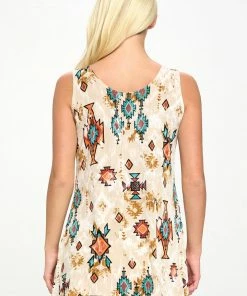 Tops Jostar Women's Stretchy Vented Tunic Tank Top Sleeveless Print, 241BN-TP-W317