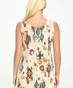 Jostar Online Stretchy Vented Tunic Tank Top Plus Print, 241BN-TXP-W317 Tops