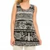 Tops Jostar Women's Stretchy Vented Tunic Tank Top Sleeveless Print-241BN-TRP1-W901