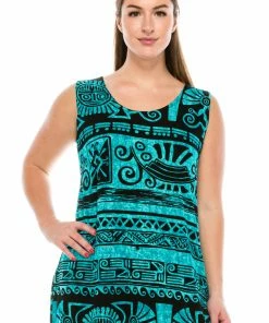 Tops Jostar Women's Stretchy Vented Tunic Tank Top Sleeveless Print-241BN-TRP1-W901