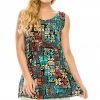 Jostar Women's Stretchy Vented Tunic Tank Top Plus Print, 241BN-TXP-W167 Tops