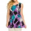 Tops Jostar Women's Stretchy Vented Tunic Tank Top Plus Print, 241BN-TXP-W180