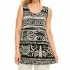 Plus Size Jostar Women's Stretchy Vented Tunic Tank Top Plus Print, 241BN-TXP-W901