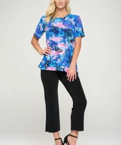 Jostar Women's Stretchy Vented Top Short Sleeve Printed-242BN-SRP1-W305 Tops