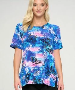 Jostar Women's Stretchy Vented Top Short Sleeve Printed-242BN-SRP1-W305 Tops