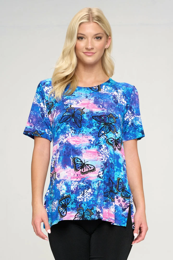 Jostar Women's Stretchy Vented Tunic Top Short Sleeve Plus, 242BN-SXP-W305