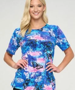 Jostar Women's Stretchy Vented Top Short Sleeve Printed-242BN-SRP1-W305 Tops