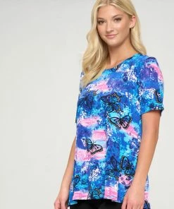 Jostar Women's Stretchy Vented Top Short Sleeve Printed-242BN-SRP1-W305 Tops