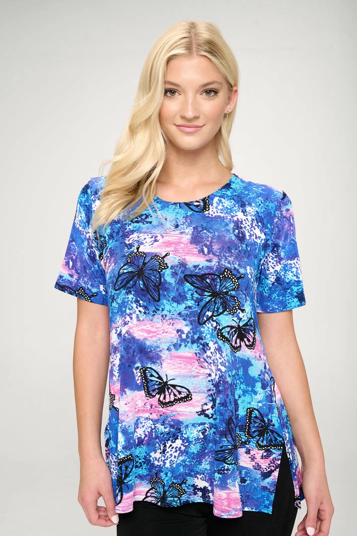 Jostar Women's Stretchy Vented Tunic Top Short Sleeve Plus, 242BN-SXP-W305