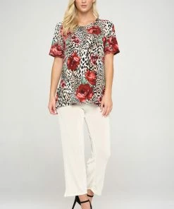 Tops Jostar Women's Stretchy Vented Top Short Sleeve Printed-242BN-SRP1-W307