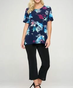 Jostar Women's Stretchy Vented Tunic Top Short Sleeve Plus, 242BN-SXP-W310 Plus Size