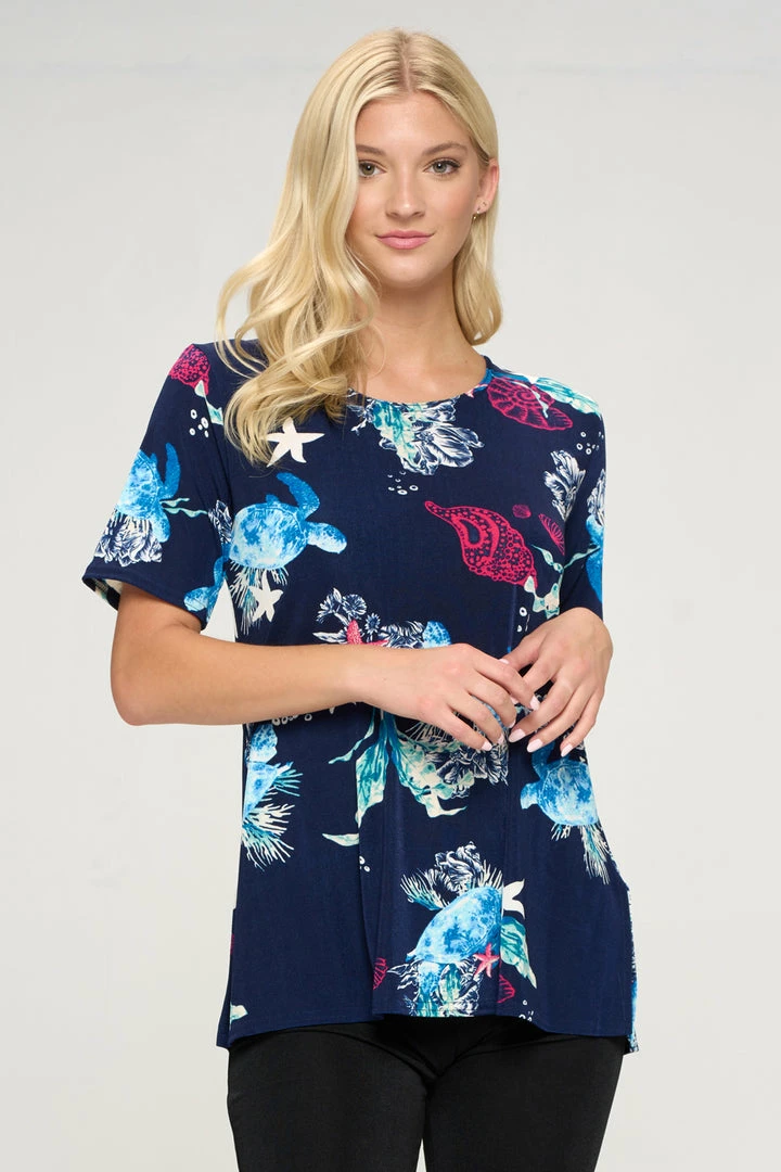 Tops Jostar Women's Stretchy Vented Top Short Sleeve Printed-242BN-SRP1-W310