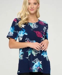 Jostar Women's Stretchy Vented Tunic Top Short Sleeve Plus, 242BN-SXP-W310 Plus Size