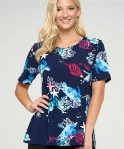 Tops Jostar Women's Stretchy Vented Top Short Sleeve Printed-242BN-SRP1-W310