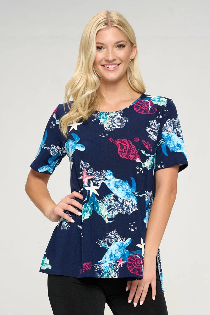 Tops Jostar Women's Stretchy Vented Top Short Sleeve Printed-242BN-SRP1-W310