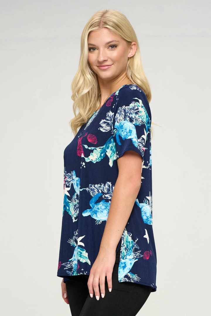 Tops Jostar Women's Stretchy Vented Top Short Sleeve Printed-242BN-SRP1-W310