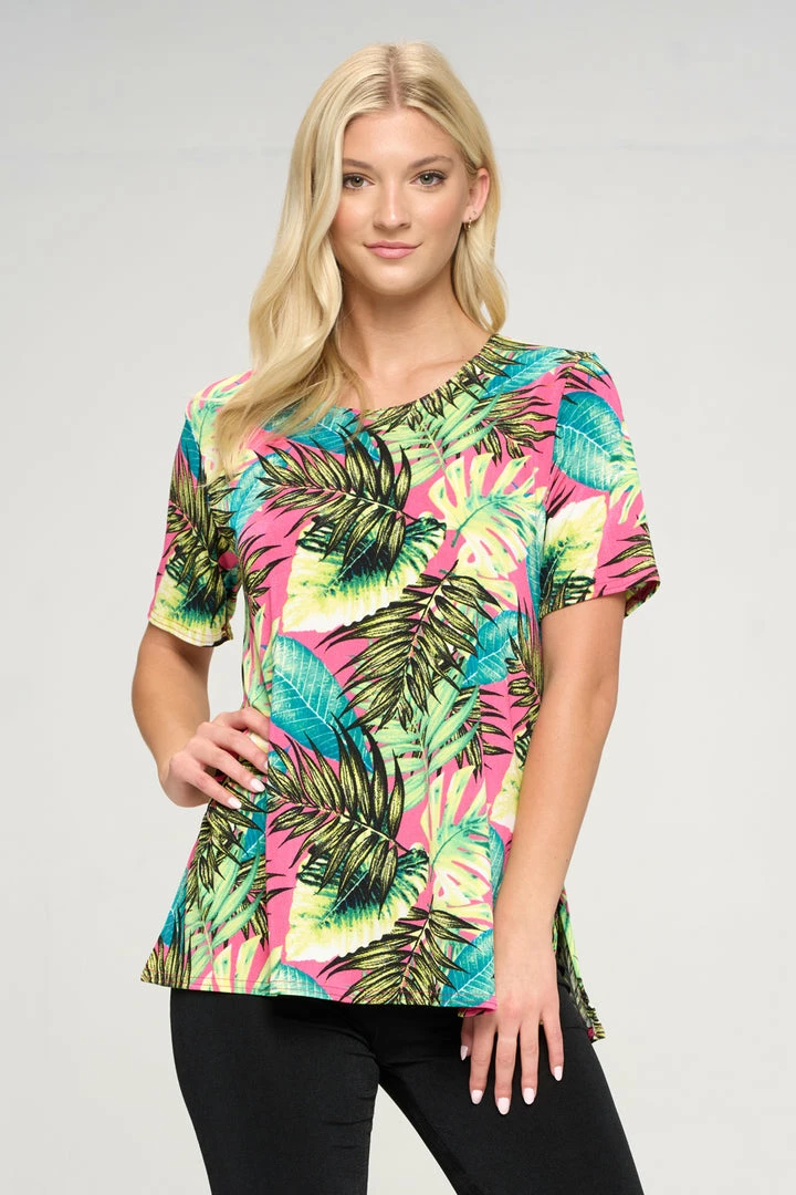 Tops Jostar Women's Stretchy Vented Top Short Sleeve Printed-242BN-SRP1-W311