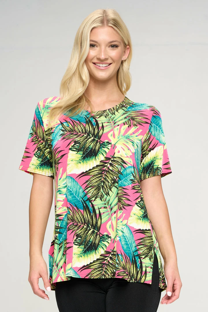 Tops Jostar Women's Stretchy Vented Top Short Sleeve Printed-242BN-SRP1-W311