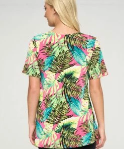 Plus Size Jostar Women's Stretchy Vented Tunic Top Short Sleeve Plus, 242BN-SXP-W311