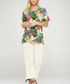 Tops Jostar Women's Stretchy Vented Top Short Sleeve Printed-242BN-SRP1-W311