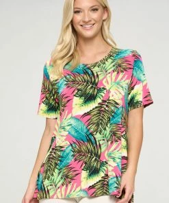 Tops Jostar Women's Stretchy Vented Top Short Sleeve Printed-242BN-SRP1-W311