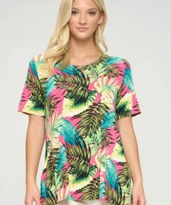 Tops Jostar Women's Stretchy Vented Top Short Sleeve Printed-242BN-SRP1-W311