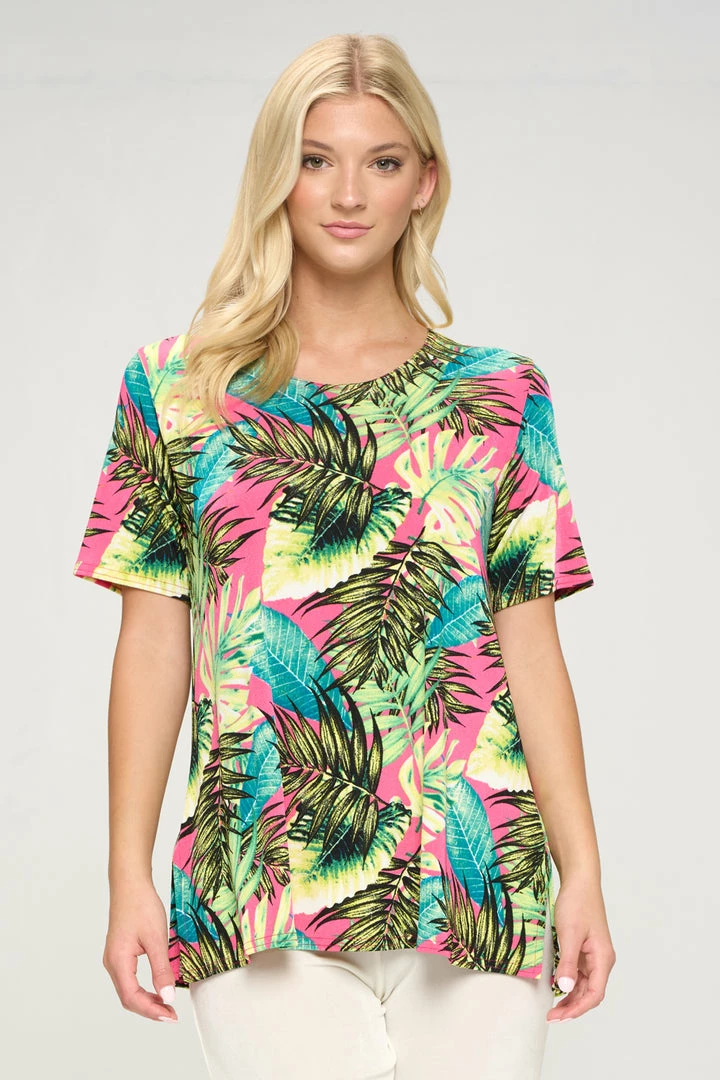 Tops Jostar Women's Stretchy Vented Top Short Sleeve Printed-242BN-SRP1-W311