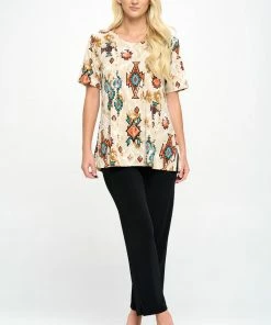 Jostar Stretchy Vented Top Short Sleeve Printed, 242BN-SRP1-W317