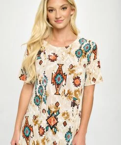 Jostar Stretchy Vented Top Short Sleeve Printed, 242BN-SRP1-W317