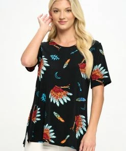 Tops Jostar Women's Stretchy Vented Top Short Sleeve Printed, 242BN-SRP1-W321