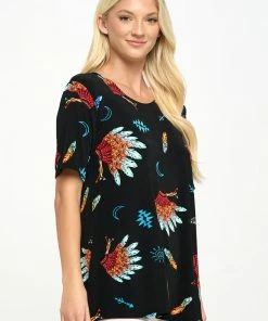 Tops Jostar Women's Stretchy Vented Top Short Sleeve Printed, 242BN-SRP1-W321